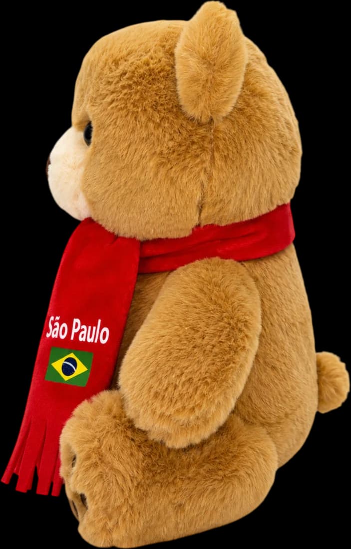 Urso de pelúcia São Paulo visto de lado